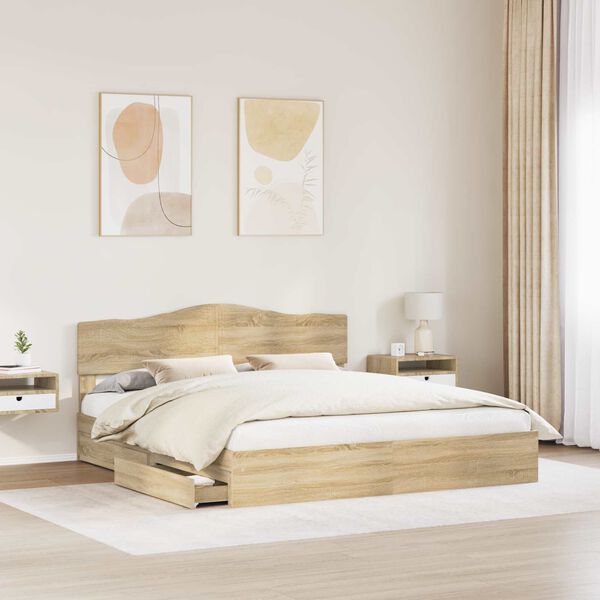 vidaXL Cama com Armazenamento com gaveta Carvalho Sonoma 180 x 200 cm