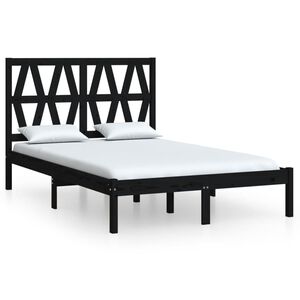 vidaXL Estrutura de cama 140x190 cm madeira de pinho maci&ccedil;a preto
