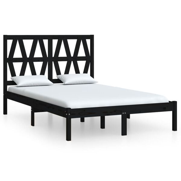 vidaXL Estrutura de cama 140x190 cm madeira de pinho maci&ccedil;a preto