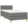 vidaXL Cama box spring c/ colch&atilde;o e LED 100x200 cm tecido cinza-escuro
