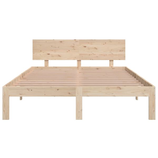 vidaXL Estrutura de cama casal 135x190 cm madeira maci&ccedil;a