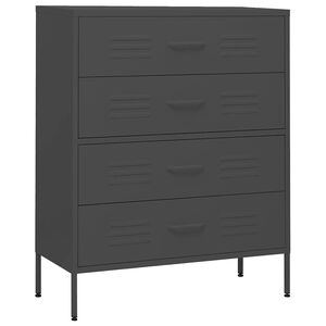 vidaXL C&oacute;moda/aparador com gavetas a&ccedil;o 80x35x101,5 cm antracite