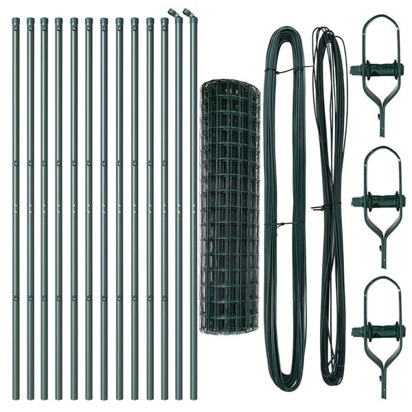 vidaXL Cerca com Poste Verde 1,2 x 25 m A&ccedil;o e PVC