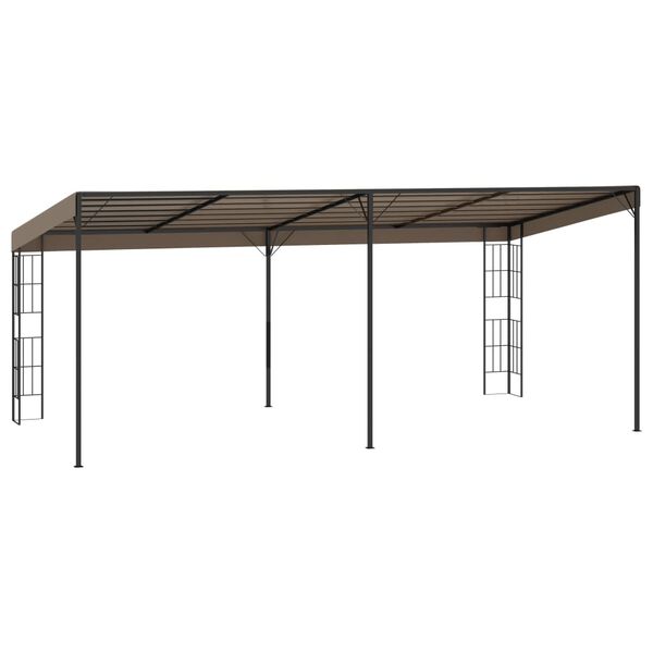 vidaXL Gazebo de montagem na parede 6x3 m tecido cinzento-acastanhado