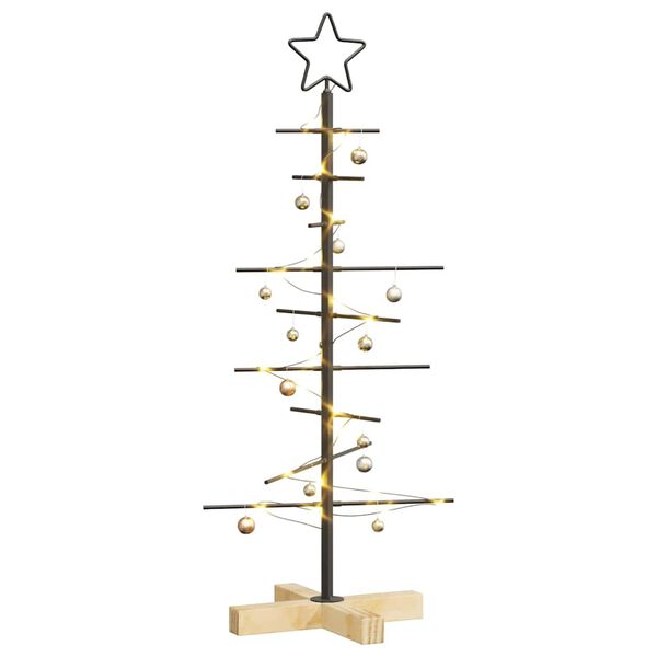 vidaXL &Aacute;rvore de Natal de metal Preto 90 cm A&ccedil;o com Revestimento em P&oacute;