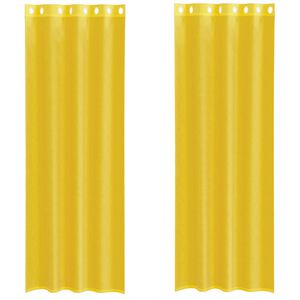 vidaXL Cortinas de voile com ilh&oacute;s 2 pcs amarelo