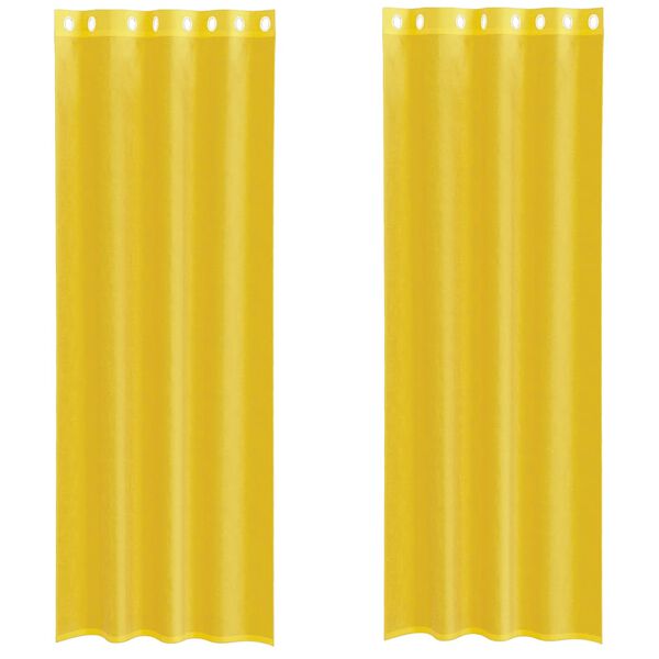 vidaXL Cortinas de voile com ilh&oacute;s 2 pcs amarelo