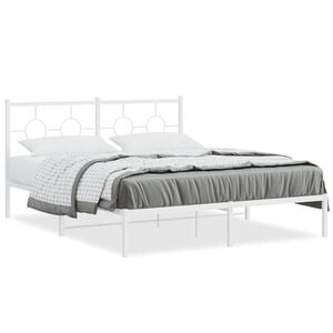 vidaXL Estrutura de cama com cabeceira 160x200 cm metal branco