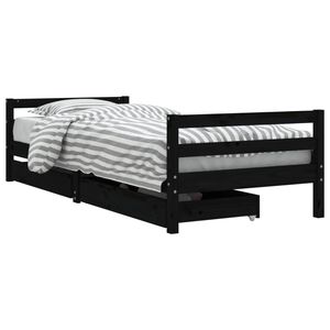 vidaXL Estrutura cama infantil c/ gavetas 80x200cm pinho maci&ccedil;o preto