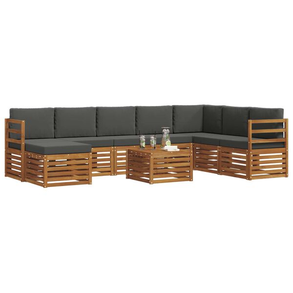 vidaXL Conjuntos de sof&aacute;s com almofada 9 pcs Natural e Antracite