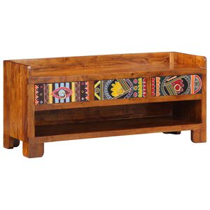 vidaXL Banco para Sapatos com gaveta Marrom mel 100 x 35 x 45 cm