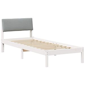 vidaXL Estrutura da cama Branco e cinza claro 75 x 190 cm