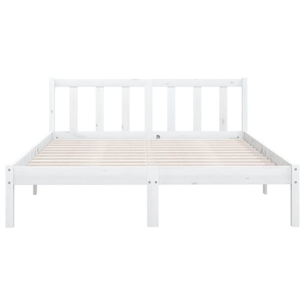 vidaXL Estrutura de cama 140x200 cm pinho maci&ccedil;o branco