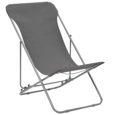 vidaXL Cadeiras de praia dobráveis 2 pcs aço e tecido oxford cinzento