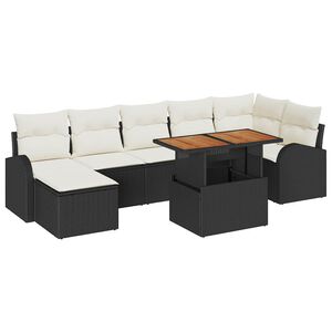 vidaXL Conjunto de Sof&aacute; de Jardim com almofada 8 pcs Preto e creme