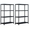 vidaXL Estantes de arruma&ccedil;&atilde;o 2 pcs preto 220 Kg 90x40x138 cm pl&aacute;stico