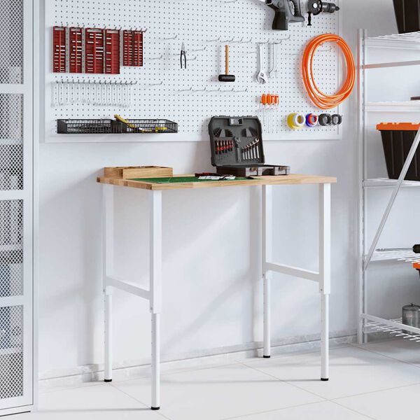 vidaXL Bancada 100x60x(71,5-98) cm madeira carvalho maciça