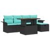 vidaXL Conjunto de Sof&aacute; de Jardim com almofada 6 pcs Preto vime PE
