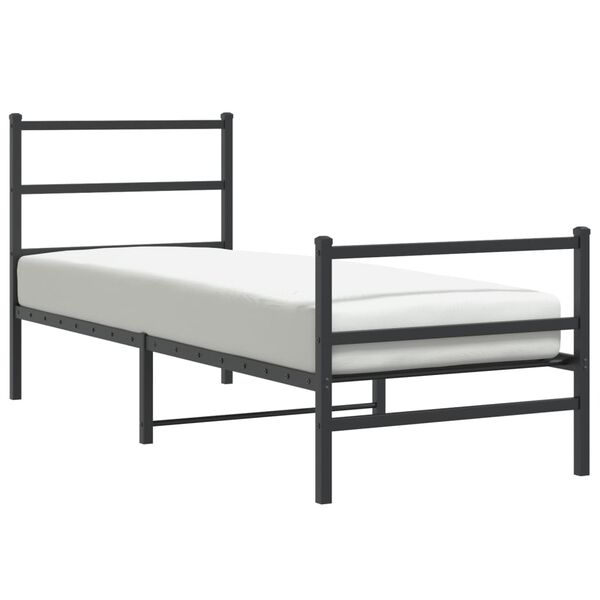 vidaXL Estrutura de cama com cabeceira e pés 80x200 cm metal preto
