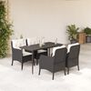 vidaXL 5 pcs conjunto de jantar p/ jardim c/ almofad&otilde;es vime PE preto