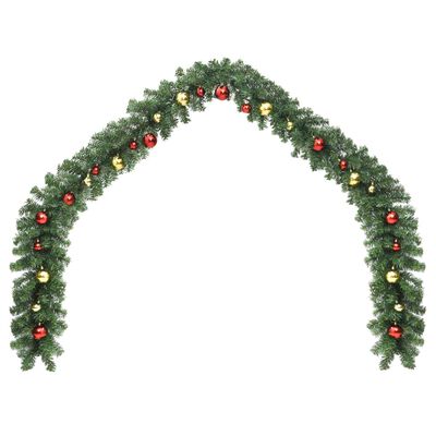 vidaXL Grinalda de Natal decorada com enfeites 5 m