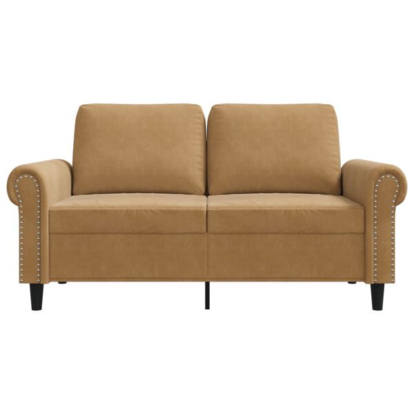 vidaXL Sofá de 2 lugares veludo 120 cm castanho