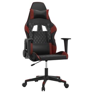 vidaXL Cadeira gaming couro artificial preto e vermelho tinto