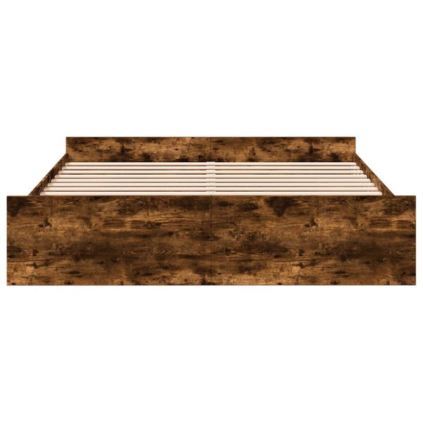 vidaXL Estrutura de cama c/ gavetas derivados madeira carvalho fumado