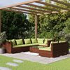 vidaXL 8 pcs conjunto lounge jardim c/ almofad&otilde;es vime PE castanho