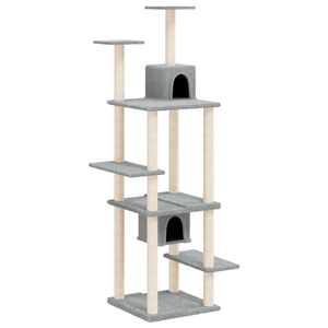 vidaXL &Aacute;rvore p/ gatos c/ postes arranhadores sisal 176 cm cinza-claro
