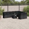vidaXL 10 pcs conjunto sof&aacute;s de jardim c/ almofad&otilde;es vime PE preto