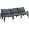 vidaXL Conjunto de Sof&aacute; de Jardim 3 unid. Preto A&ccedil;o