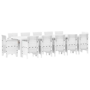 vidaXL Conjunto de Jantar para Jardim 13 pcs Branco e Cinza Claro
