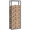 vidaXL Suporte para Lenha Preto Mate 80x28x222 cm A&ccedil;o