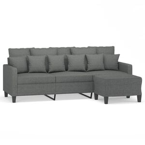 vidaXL Sof&aacute; de 3 lugares com apoio de p&eacute;s 180 cm tecido cinza-escuro