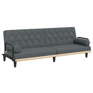 vidaXL Sof&aacute;-cama com apoio de bra&ccedil;os tecido cinzento-escuro