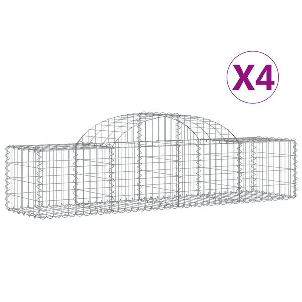vidaXL Cestos gabião arqueados 4 pcs 200x50x40/60 cm ferro galvanizado