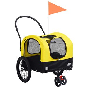 vidaXL Reboque bicicletas/carrinho para animais 2-em-1 amarelo/preto