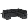 vidaXL 7 pcs conjunto de sof&aacute;s p/ jardim c/ almofad&otilde;es vime PE preto