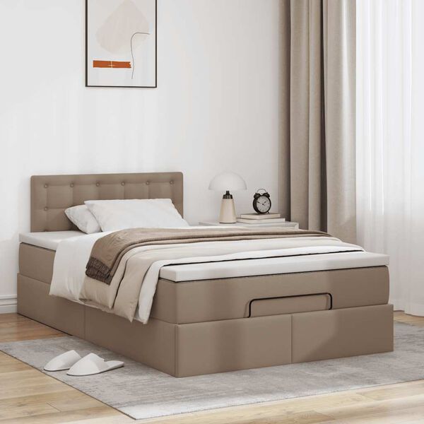 vidaXL Estrutura de cama otomana com colch&atilde;o cappucino 120x200 cm