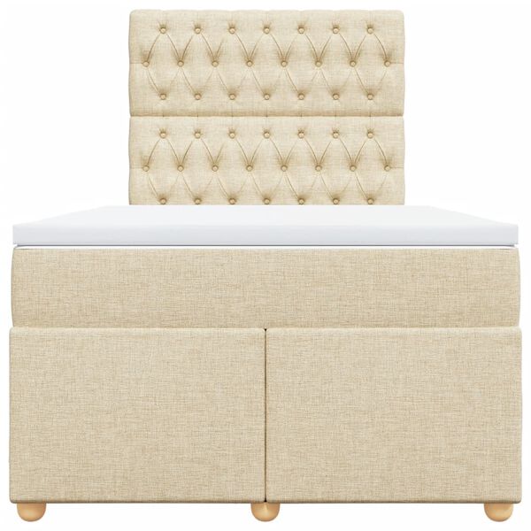 vidaXL Cama boxspring com colch&atilde;o 120x190 cm tecido cor creme