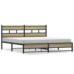 vidaXL Estrutura de cama sem colch&atilde;o 180x200cm metal carvalho sonoma