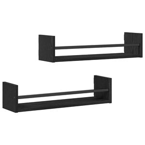 vidaXL Prateleira de Parede 2 unid. Carvalho Preto 60 x 16 x 14 cm