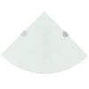 vidaXL Prateleiras canto 2 pcs suportes cromados 25x25cm vidro branco