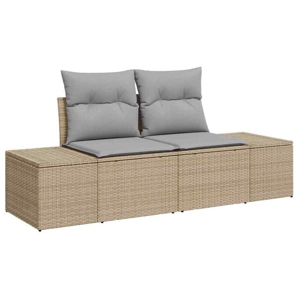 vidaXL Conjunto de Sof&aacute; de Jardim 8 pcs Bege Rattan Sint&eacute;tico