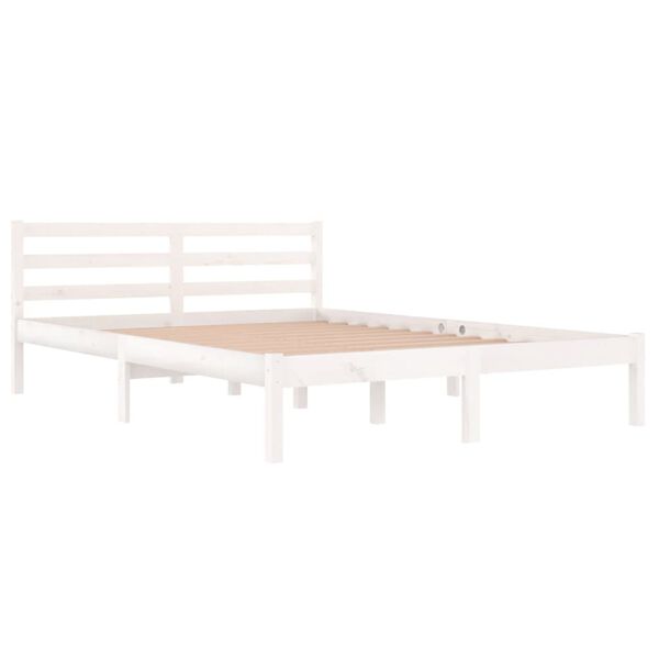 vidaXL Estrutura de cama 140x200 cm pinho maci&ccedil;o branco