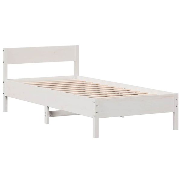 vidaXL Cama sem colch&atilde;o 90x190 cm madeira de pinho maci&ccedil;a branco
