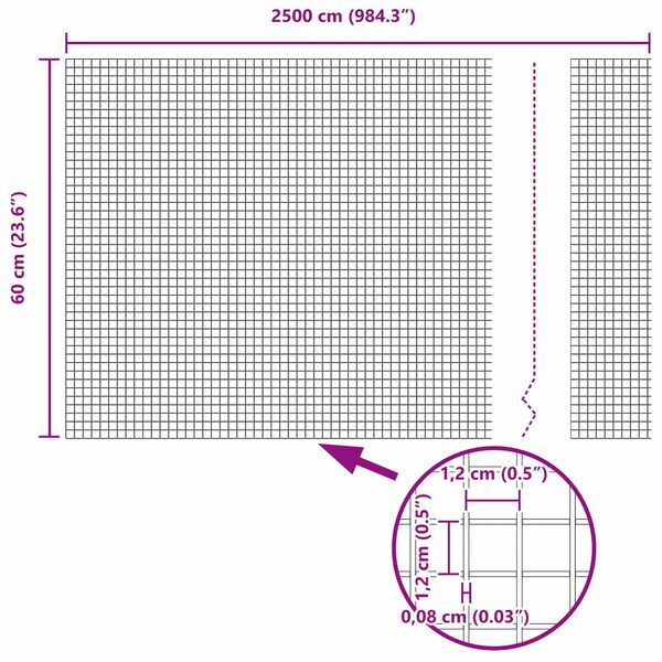 vidaXL Cerca de Arame Soldado Verde 0.6 x 25 m Aço