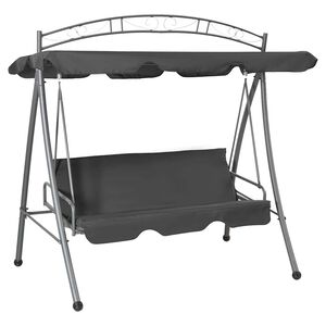 vidaXL Baloi&ccedil;o jardim convert&iacute;vel + toldo 198x120x205cm a&ccedil;o antracite