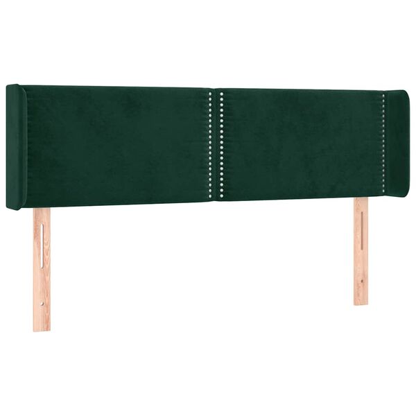 vidaXL Cabeceira de cama c/ abas tecido 147x16x78/88cm verde-escuro